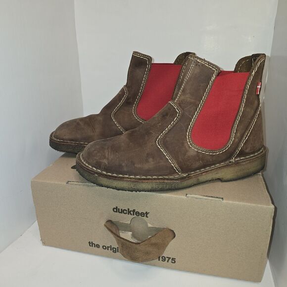 Duckfeet Roskilde Cocoa Red Slip-On Chelsea Boots Size 41 Unisex (US Women's 10) - Picture 1 of 14